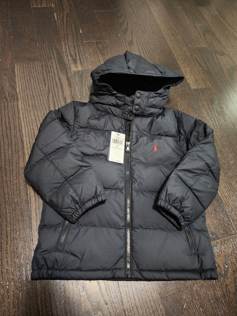Ralph Lauren Kids Black Puffer Jacket with Hood